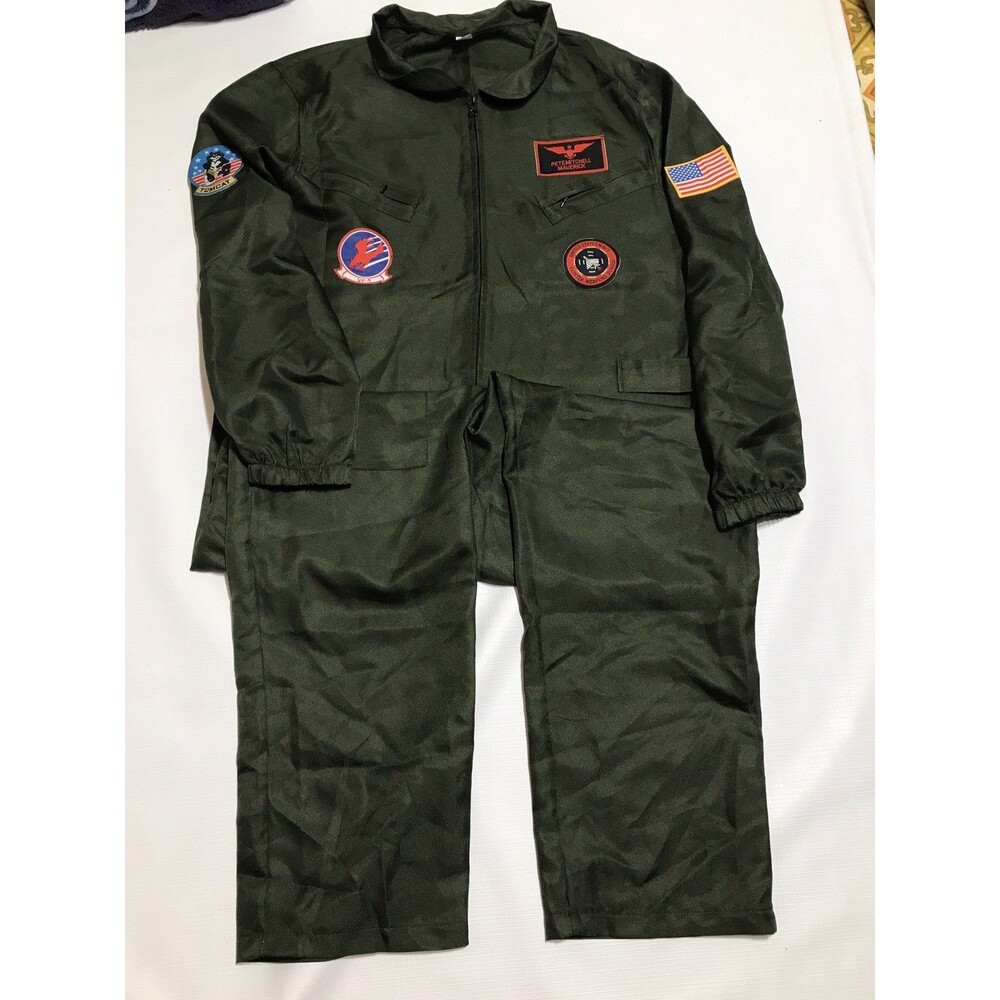 Top Gun Maverick Flight Suit Mens Sz S - Large Olive Green Pilot Navy costume